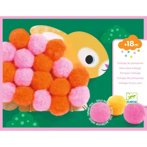 Djeco Pompom-kép készítés - Állatok és pomponok - Animals and Pom-pom Circles