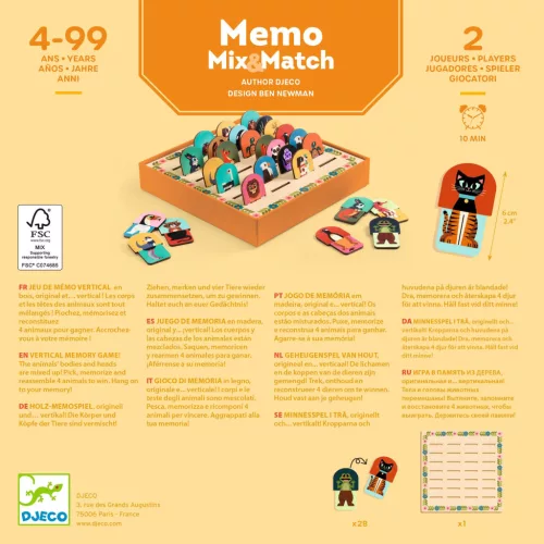Djeco Társasjáték - Párkereső párbaj - Memo Mix and match