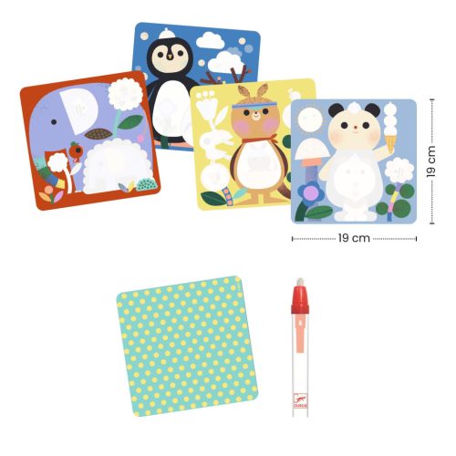 Djeco Vízzel színező készlet - Kukucs! Állatbébik a világ tájairól - Peekaboo! Baby animals around the world