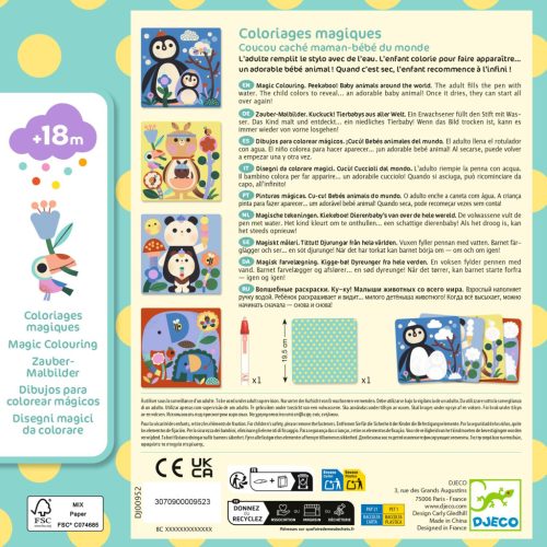 Djeco Vízzel színező készlet - Kukucs! Állatbébik a világ tájairól - Peekaboo! Baby animals around the world