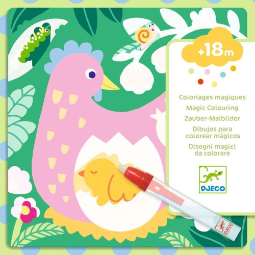 Djeco Vízzel színező készlet - Kukucs! Állatbébik a kertben - Peekaboo! Garden Baby Animals