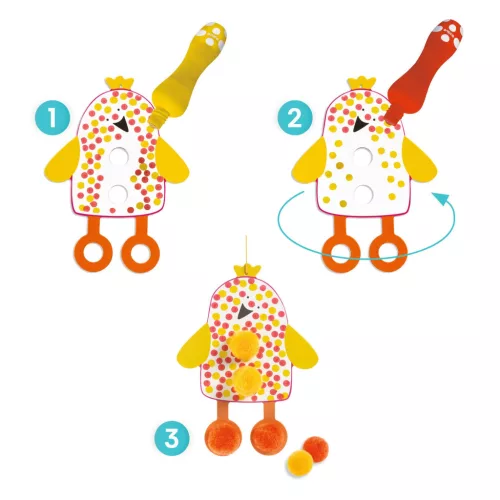 Djeco Képszínezés pöttyökkel és pompomokkal - Fenn az égen - Dots and Pompoms – In the Sky
