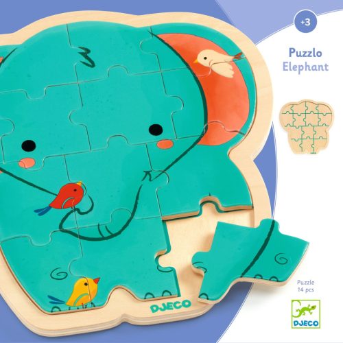 Djeco Fa puzzle - Elefánt, 14 db-os - Puzzlo Elephant