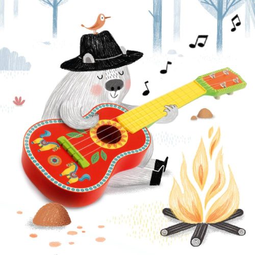 Djeco Játékhangszer - Kis gitár, 4 húros - Ukulélé