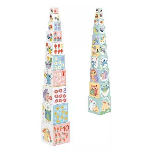 Djeco Toronyépítő kocka - Nyuszis - BabyBloki