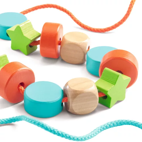 Djeco Fűzős játék - Színes fűzhető faformák - Filacolor