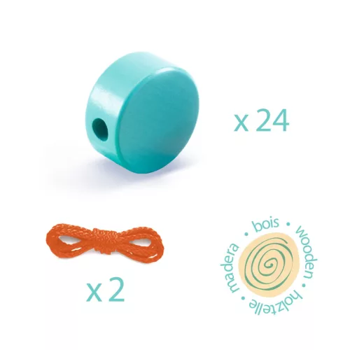 Djeco Fűzős játék - Színes fűzhető faformák - Filacolor