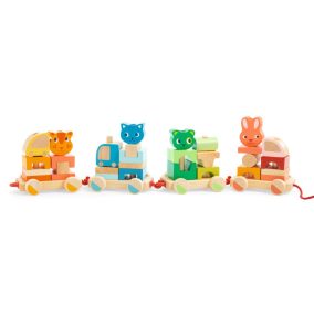   Djeco Húzható- és építőjáték - Kisvonat, 34 db-os - Créaroule, my little train