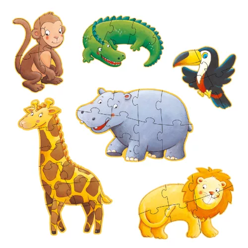 Djeco Óriás puzzle - Marmoset és barátai, 4-6-9 db-os - Marmoset and friends