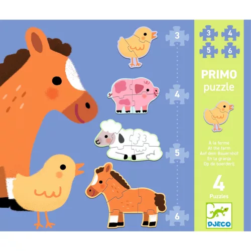 Djeco Primo puzzle - A farmon, 3-4-5-6 db-os - At the farm