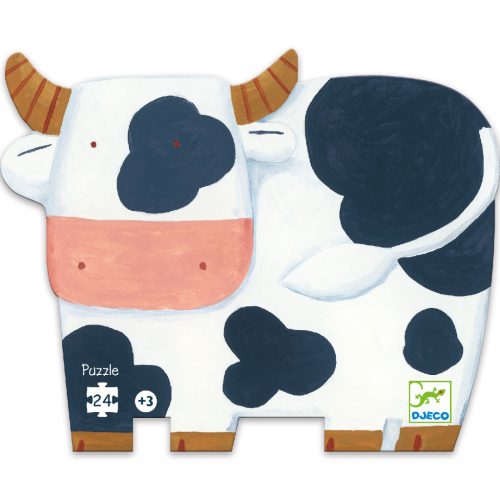 Djeco Formadobozos puzzle - Bocik és tehenek, 24 db-os - The cows on the farm