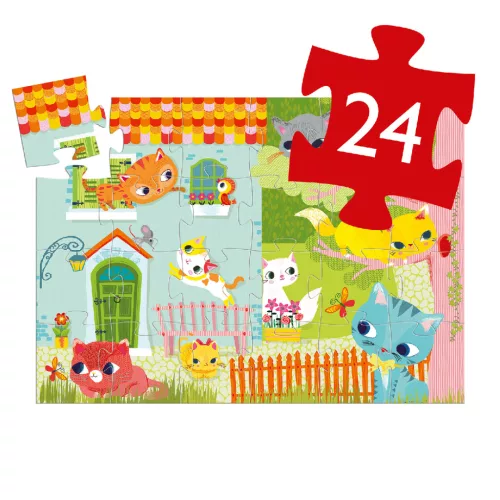 Djeco Formadobozos puzzle - Cicus és barátai, 24 db-os - Pachat and his friends