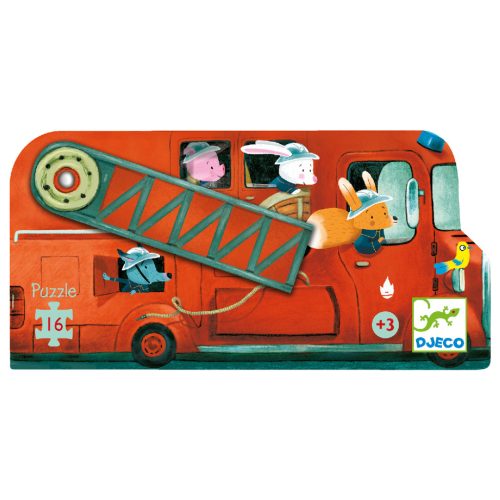 Djeco Formadobozos puzzle - A tűzoltóautó, 16 db-os - The fire truck 