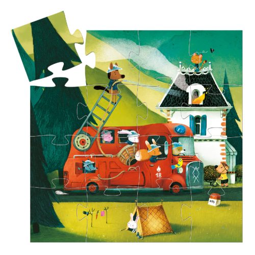 Djeco Formadobozos puzzle - A tűzoltóautó, 16 db-os - The fire truck 