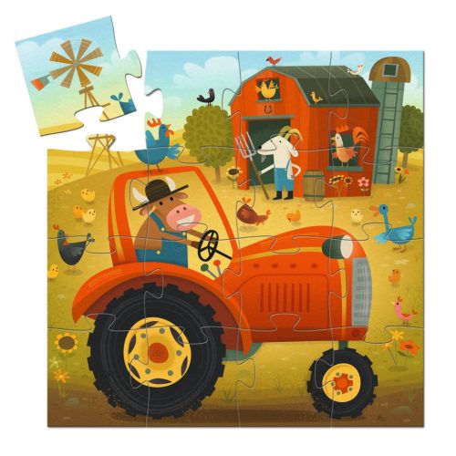 Djeco Formadobozos puzzle - Traktor, 16 db-os - The tractor