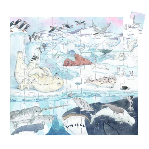 Djeco Formadobozos puzzle - Élet a sarkvidéken, 54 db-os - Polar softness