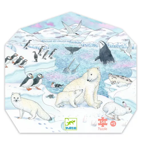Djeco Formadobozos puzzle - Élet a sarkvidéken, 54 db-os - Polar softness