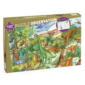   Djeco Megfigyeltető puzzle - Dinoszauruszok, 100 db-os - Dinosaurs + booklet
