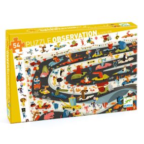   Djeco Megfigyeltető puzzle - Állati autóverseny, 54 db-os - Car rally