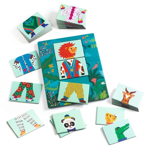 Djeco Fejlesztő játék - Állatdivat, 54 db-os - Eduludo Mix and Match Modanimo