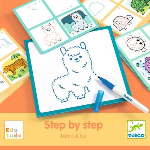 Djeco Rajzolás lépésről lépésre - Mintázat - Eduludo Step by Step Lama and Co
