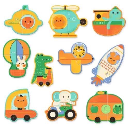 Djeco Párosító puzzle - Járművek, 20 db-os - Duo Vehicles