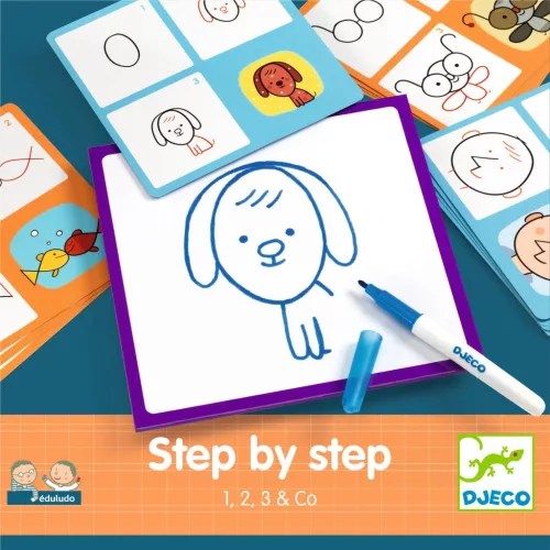 Djeco Rajzolás lépésről lépésre - Lépés lépés után - Step by Step 1, 2, 3 and Co