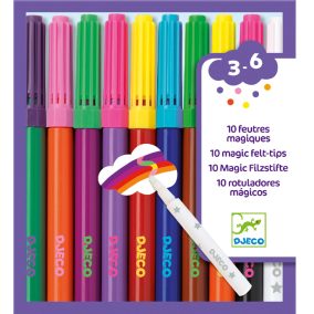   Djeco Filctoll készlet - Mágikus filctollak, 9 szín és 1 színváltó - 10 magic felt-tips