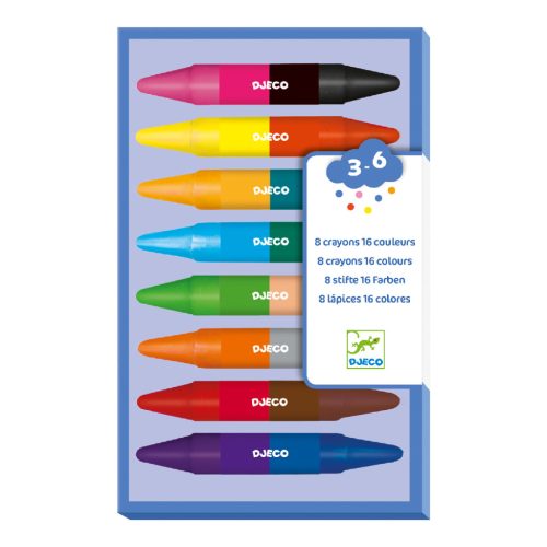 Djeco Zsírkréta készlet - 8 duplavégű zsírkréta - 8 twins crayons