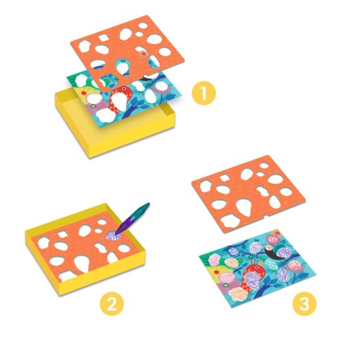 Djeco Színezés sablonokkal - Kismadár és társai - Birdie and Co