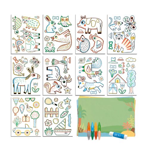 Djeco Kreatív készlet - Kiszínetett meséim állatokkal - A world to create, animals