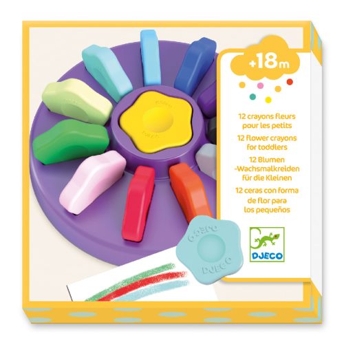 Djeco Marokkréta készlet - 12 színű virágforma - 12 flower crayons for toddlers