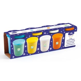   Djeco Gyurma - Pillegyurma, 4 csillámos szín - 4 pots of glittery play dough