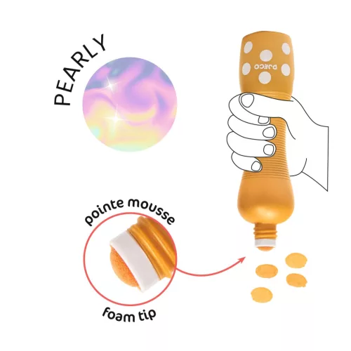 Djeco Marok filc készlet 4 gyöngyház színben - Pontozó színezés - Large dot markers