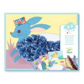   Djeco Kollázs műhely - Kalapos állatkák gyapjúval és tépőzárral - Wool and Velcro - With hats