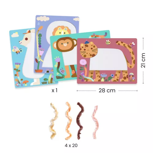 Djeco Kollázs műhely - Bolyhos barátok gyapjúval és tépőzárral - Wool and Velcro - Fluffy friends!