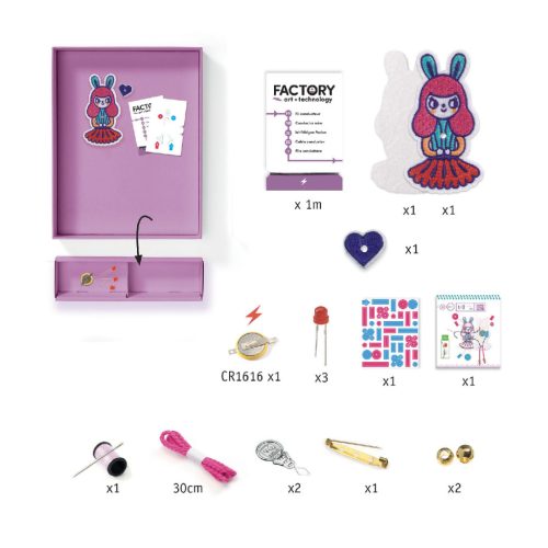 Djeco E-textil műhely - Nyuszilány kitűző - Brooch - Bunny girl