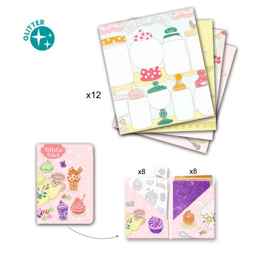 Djeco Artistic Patch - Csillámminta készítés - Édességek - Collages - Sweets