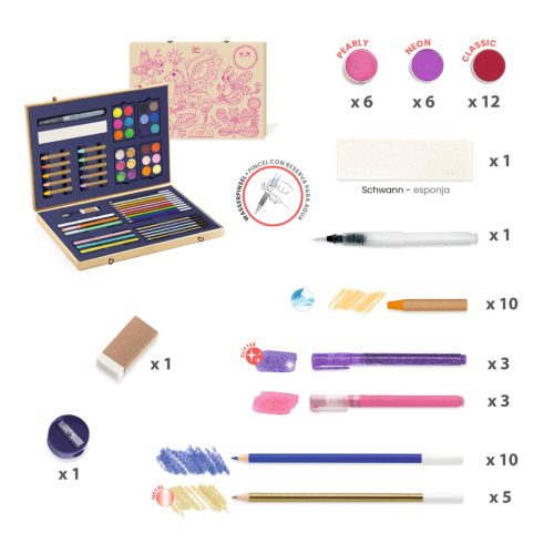 Djeco Kreatív eszközök - Festő és rajz készlet - Sparkling box of colours