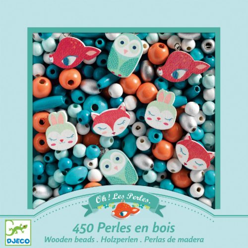 Djeco Fagyöngy készlet - Erdei állatkák - Wooden beads, small animals