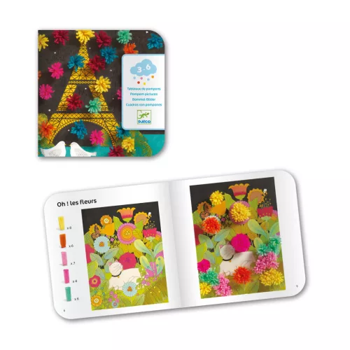 Djeco Pompom-kép készítés - Kirobbanó pompom meglepetés - An explosion of pompons