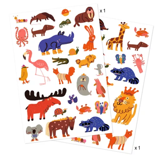 Djeco Tetováló matricák - Vicces állatok - Funny animals