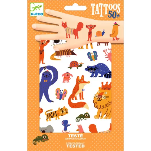 Djeco Tetováló matricák - Vicces állatok - Funny animals