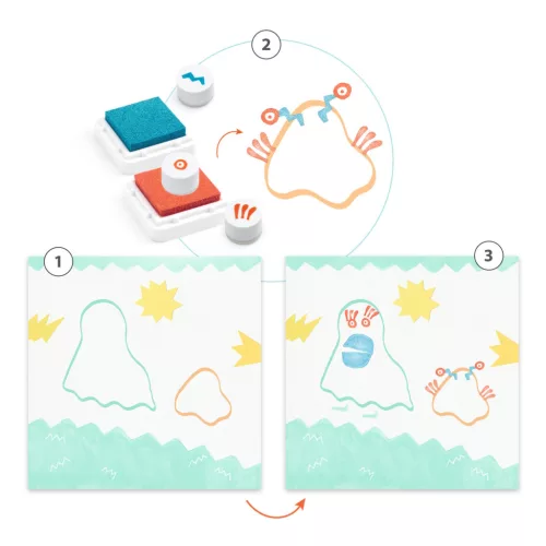 Djeco Kreatív nyomdakészlet - Szörnyikék - Up and away