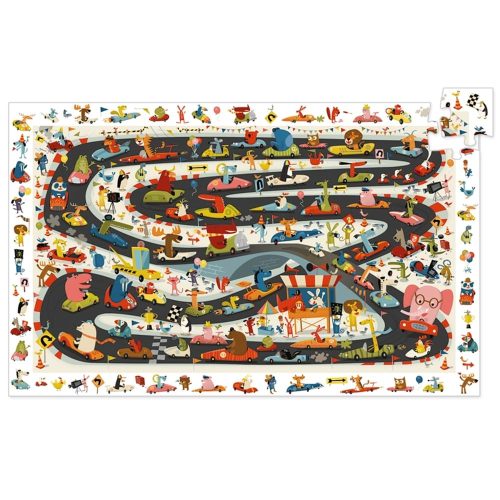 Djeco Megfigyeltető puzzle - Állati autóverseny