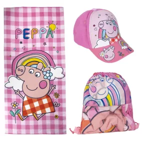   Strand szett - Baseball sapka + tornazsák + törölköző - Peppa malac