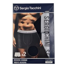   Sergio Tacchini férfi pamut boxeralsó - 2 db/csomag - fekete szürke felirattal - XXL