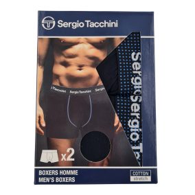   Sergio Tacchini férfi pamut boxeralsó - 2 db/csomag - fekete fehér felirattal - M