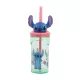 Stitch műanyag palack szívószállal és 3D figurával a tetején 360ML
