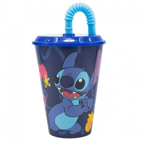Stitch műanyag szívószálas pohár - 430 ml